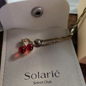 Gold and Red Pendant Necklace